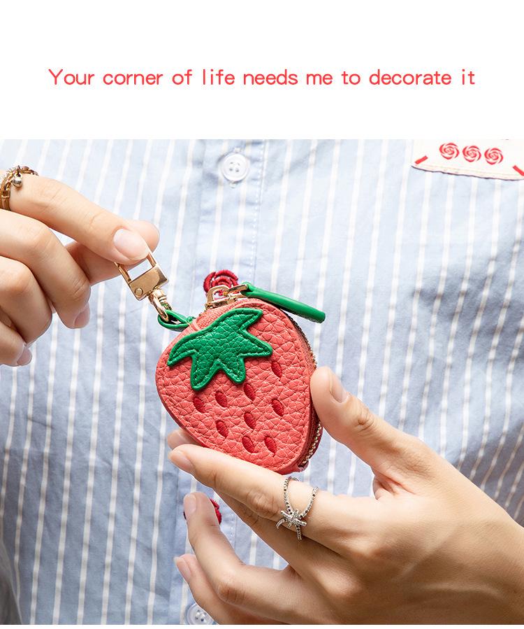 Cross-border Spot Bag Charm: Fruit Series Coin Purse, PU Leather Keychain, Earphone Bag - Small & Cute