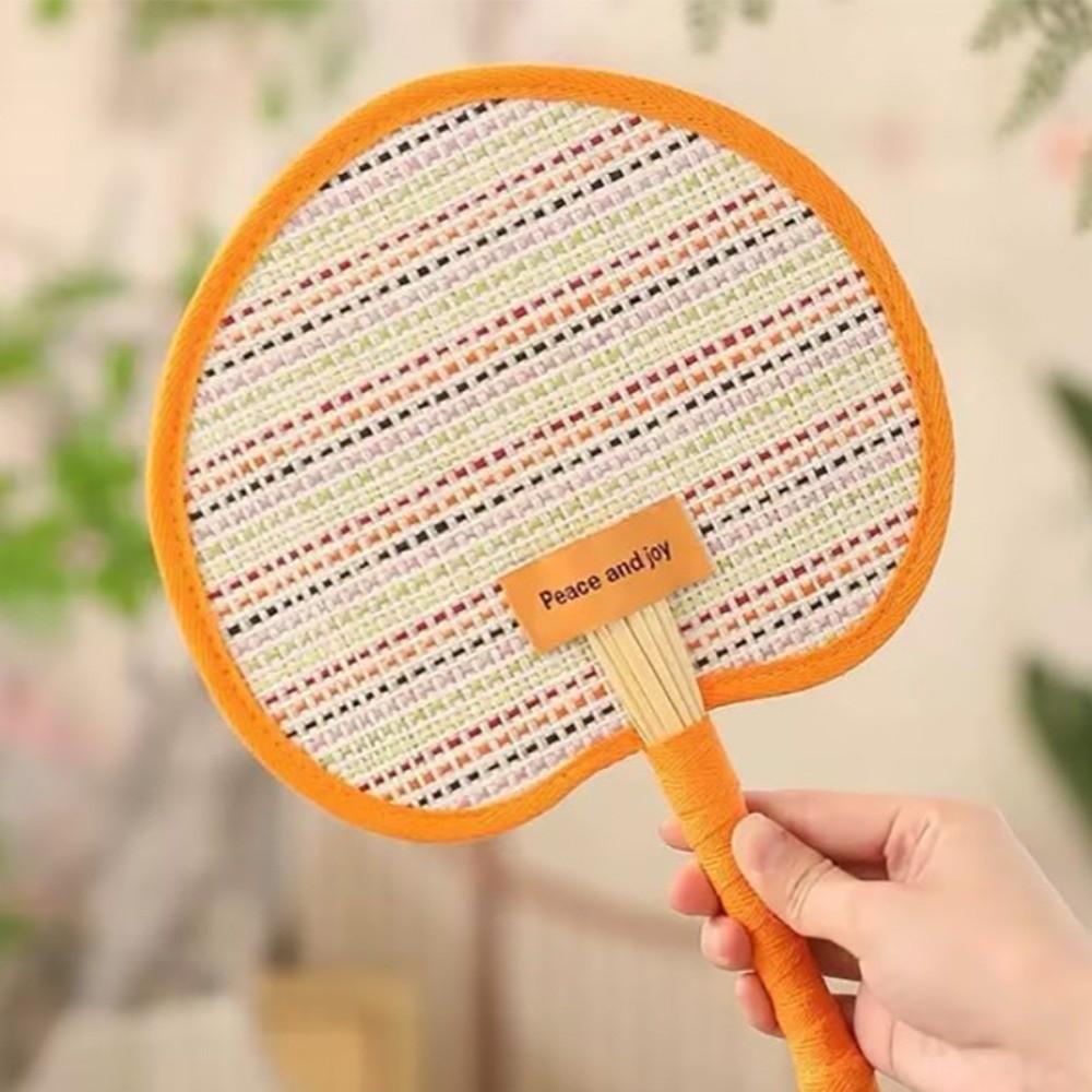 New Bohemian Style Handheld Fan with Lanyard Lightweight Straw Woven Fan Natural Rush Decorative Fan Summer Use