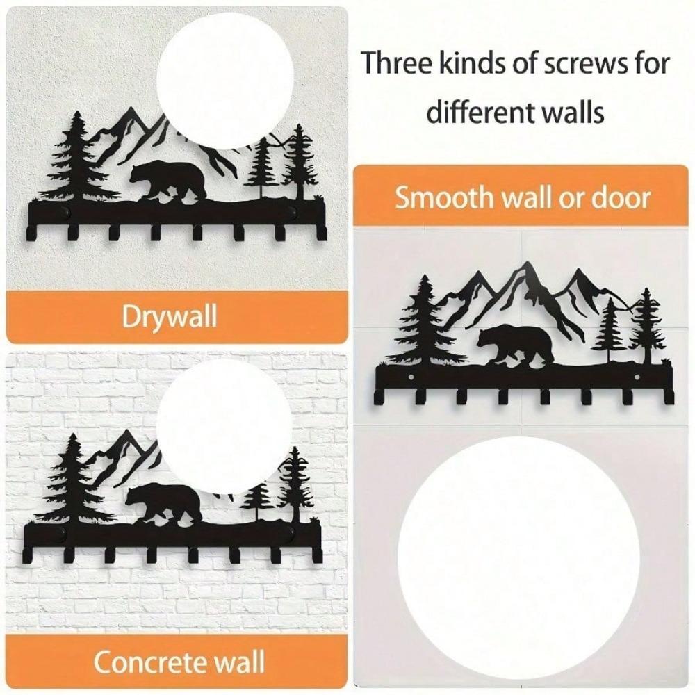 1 Pc Christmas Tree & Bear Key Holder - 8-Hook Wall Organizer For Coats, Accessories - Easy Install - Home, Office