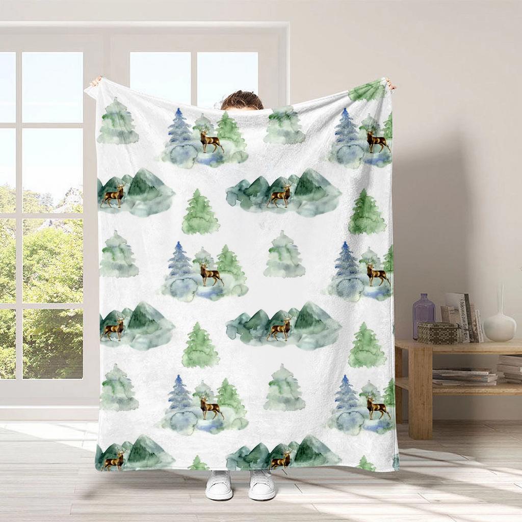 Christmas tree series patterns Printed Blanket for Sofa Bed Travel Camping Living Room Office Conditioning Blanket