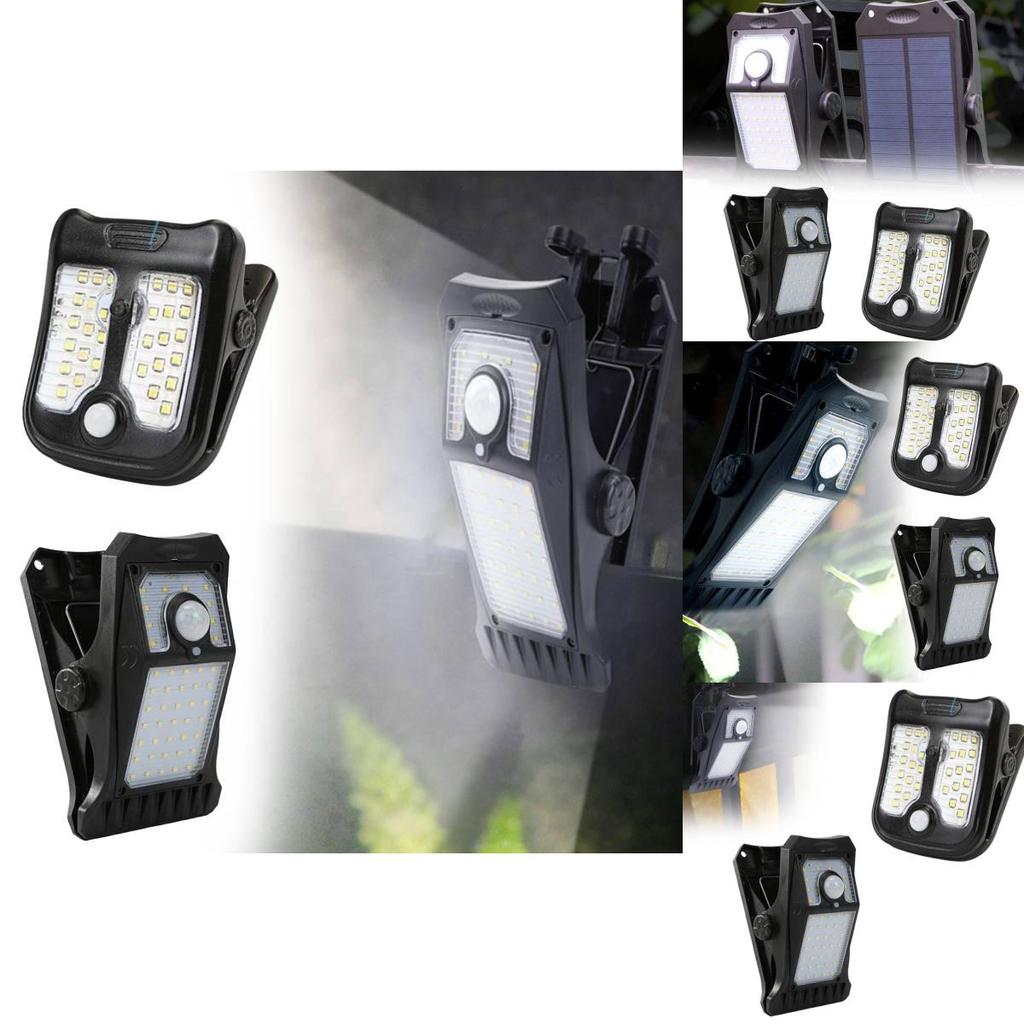 Solar Powered Led Clamp Light With Motion Sensor For Outdoor Camping And Patio Decor