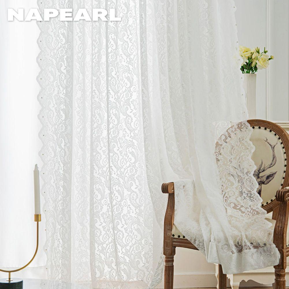 NAPEARL – rideau transparent français élégant de couleur unie, en dentelle tricotée en chaîne, confortable, pour salon, chambre à coucher, balcon, décoration de la maison, 1 pièce