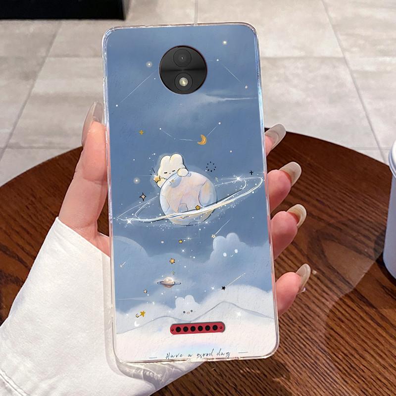 Casing For Motorola Moto C Plus Case Aesthetic Cute Cat Astronaut Transparent Soft Silicone Back Cover Moto C CPlus Phone Case