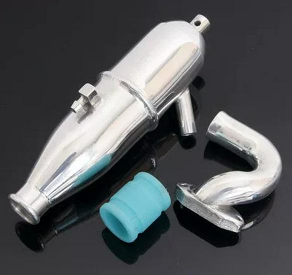 HSP 1:10 Nitro Car Aluminum Exhaust Muffler with Elbow Rubber Hose 102009 02026