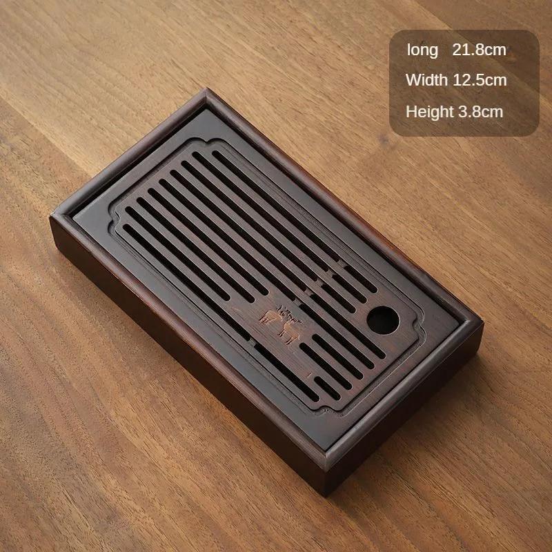 Japanese Zen Small Tea Serving Tray Natural Bamboo Drainage Tea Board for Office Desk Minimalist Wooden Tea Table Accessories 21X12X3.8cm