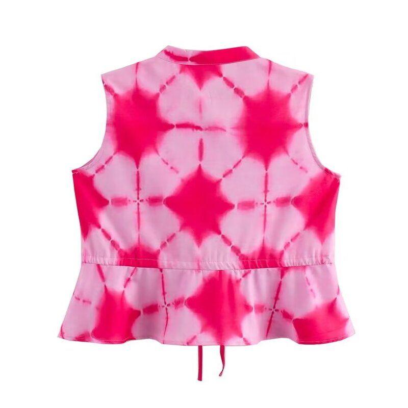 Fashion Style 2024 Summer New Arrival Women's Clothing Stylish All-Matching Sleeveless Suit Print Tops Mid-Waist Skirt