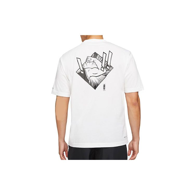 Jordan T-shirt girocollo in maglia con stampa da basket Dri-Fit Zion Uomo Top Bianco DH0593-101