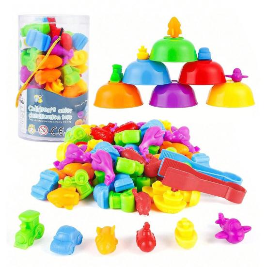 1 Set Kids Color Sorting Bowl Toy Educational Preschool Learning Animal Learning Counting Matching Game with Rainbow Bowls Training Sensory Toy