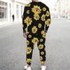 Men Sunflower Skull Flag Print Long Sleeve Sweatshirt And Drawstring Jogger Pants Casual Two Piece Streetwear Outfit
