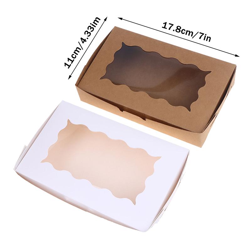 10Pcs Rectangular Cake Carriers Paper Gift Box With Clear Window For Cookies Bread Candy For Weddings Parties Valentine's Day
