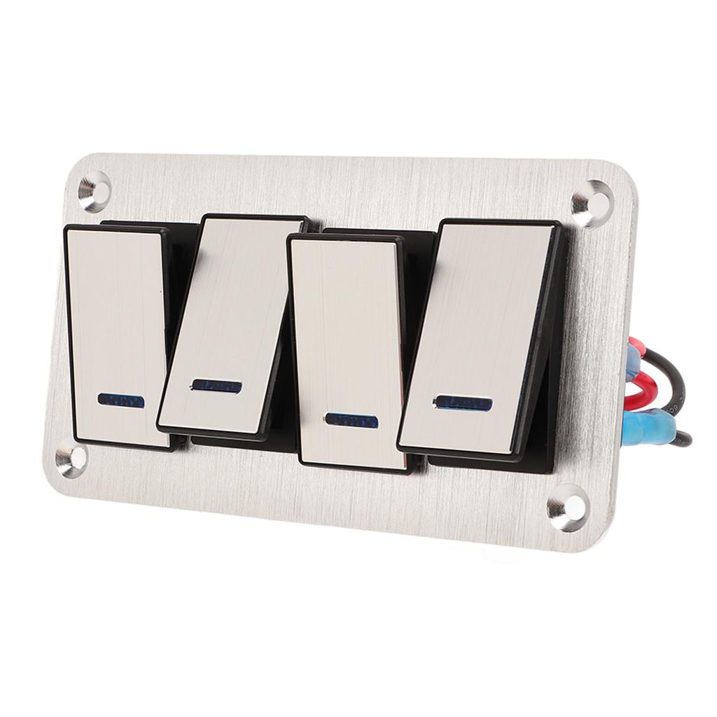Aluminum Alloy Switch Panel 4 Gang Switches Central Control Switch Panel for Car Yacht