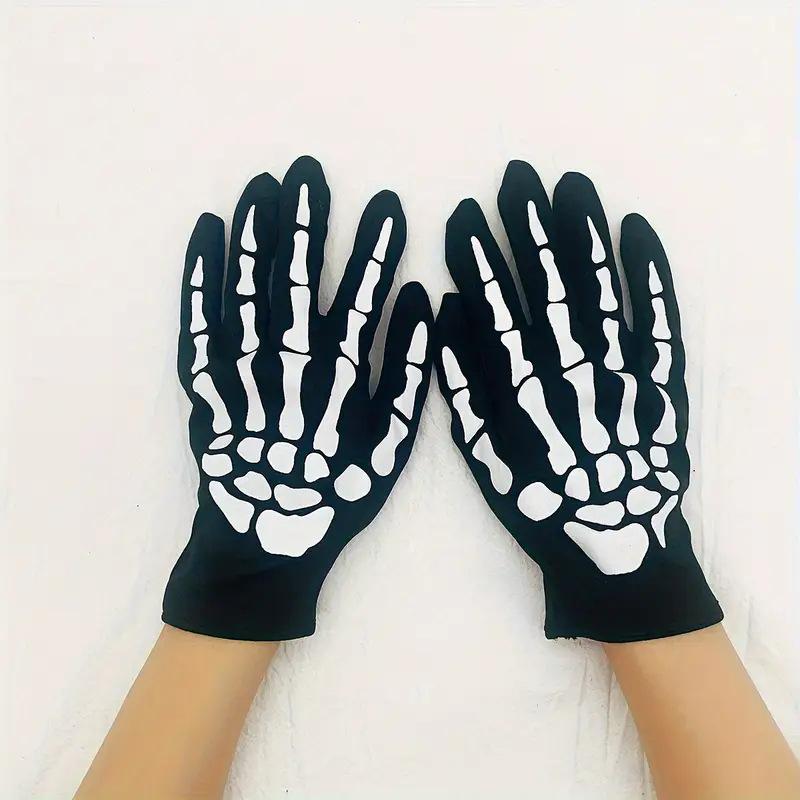 Full Finger Skeleton Trendy Gloves Adult Unisex Ghost Pattern Soft Comfortable for Halloween Dress Up Cosplay Concert Streetwear Gift