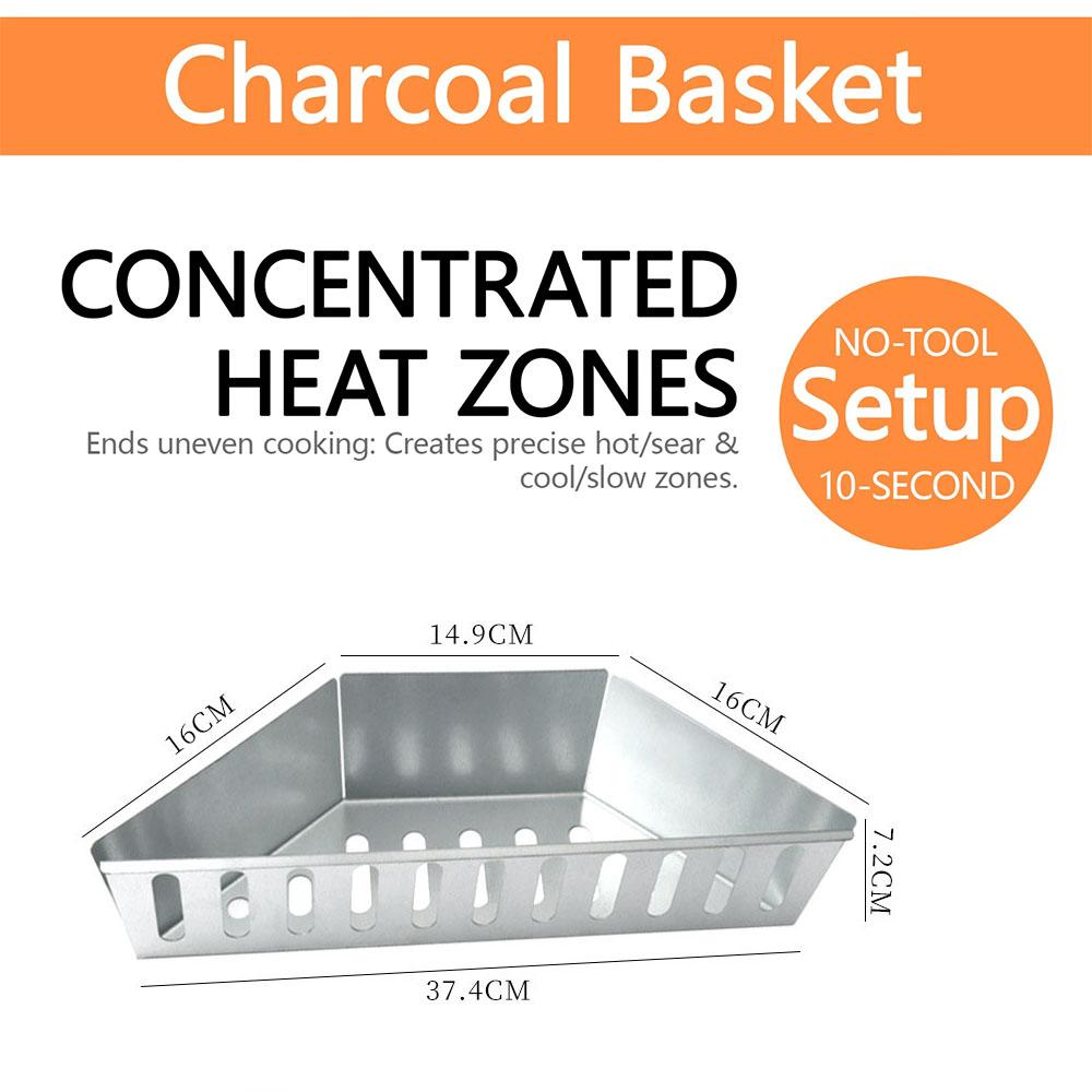Stainless Steel Charcoal Basket - Set of 1/2pcs Grill Baskets Stainless Steel Charcoal Holder for BBQ Grilling Weber Char