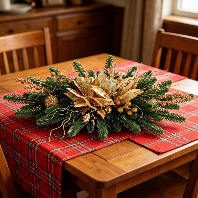 Weihnachts-Tischdekorationen Nordische Heimparty-Ornamente Goldene Hängende Girlande Restaurant