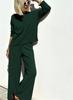Spring 2025 Elegant Knit Wide-Leg Pants & Sweater Set - Casual Two-Piece Ensemble