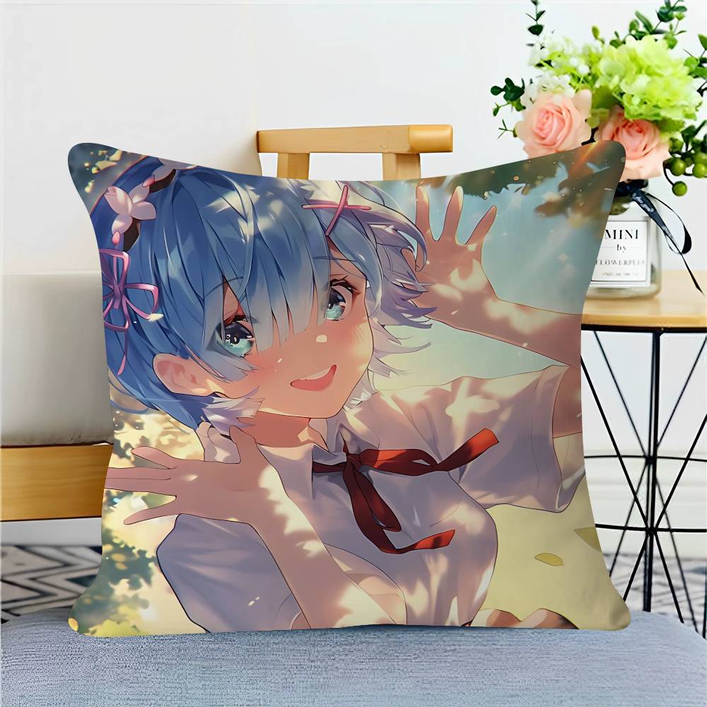 

Аниме Re Zero R-Rem Наволочка для подушки Чехол для подушки Обивка Диванная подушка Домашний декор Наволочка 12x12Inch