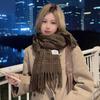 Beige Plaid Scarf Women's Winter High End New Autumn and Winter Style Women's High End Versatile Warm Long Scarf