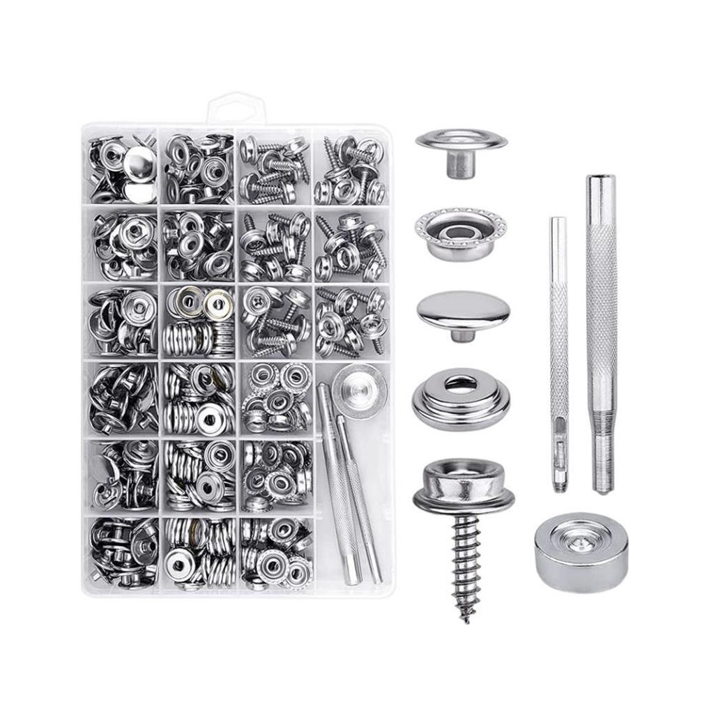 

1 Set Tapper Screw Portable Replacement Round Tent Canopy Notebook Jeans Snap Button Accessories with Storage Case
