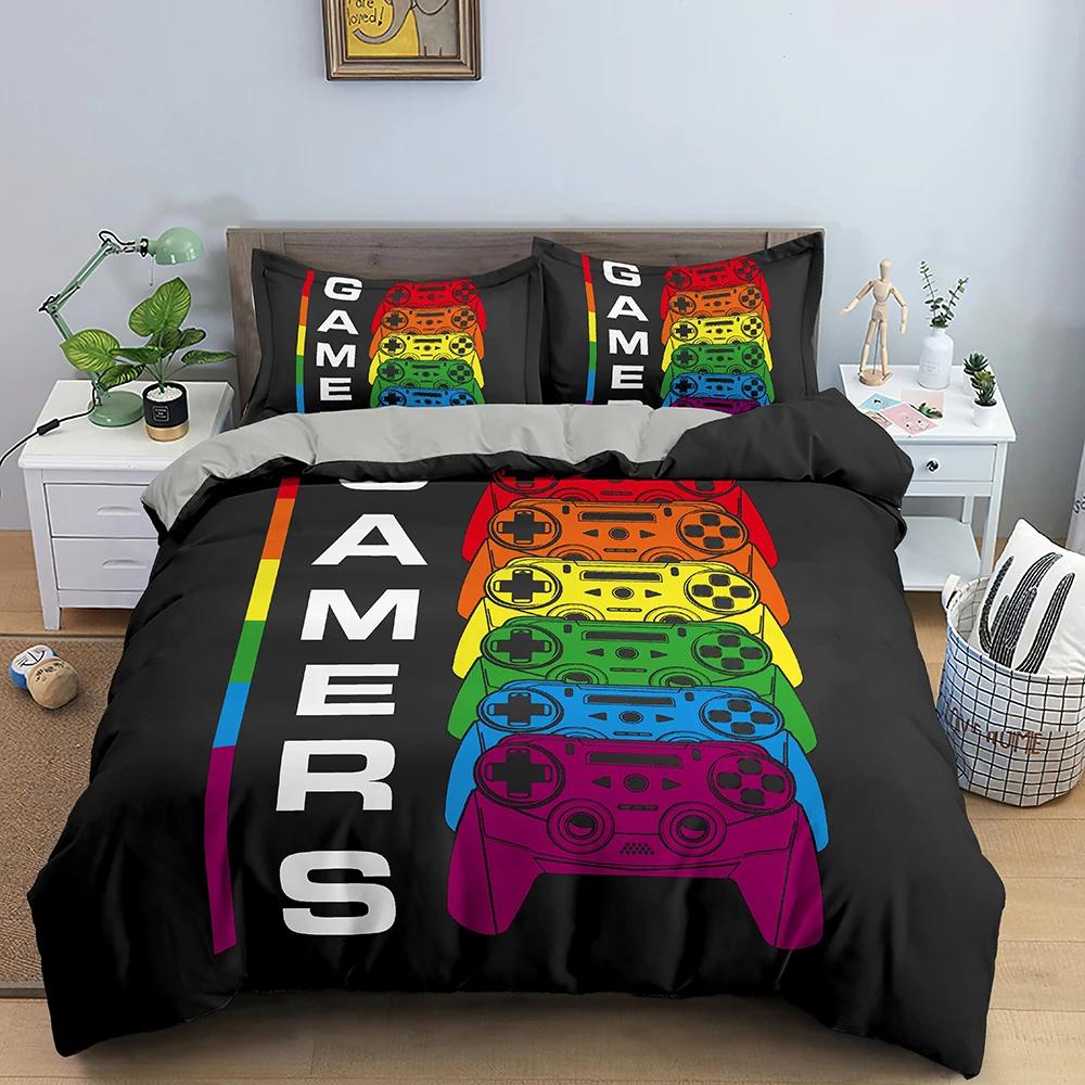 Games Comforter Cover Gamepad Bedding Set for Boys Kids Video Modern Gamer Console Quilt 2 or 3 Pcs Soft Twin Duvet Cover Set