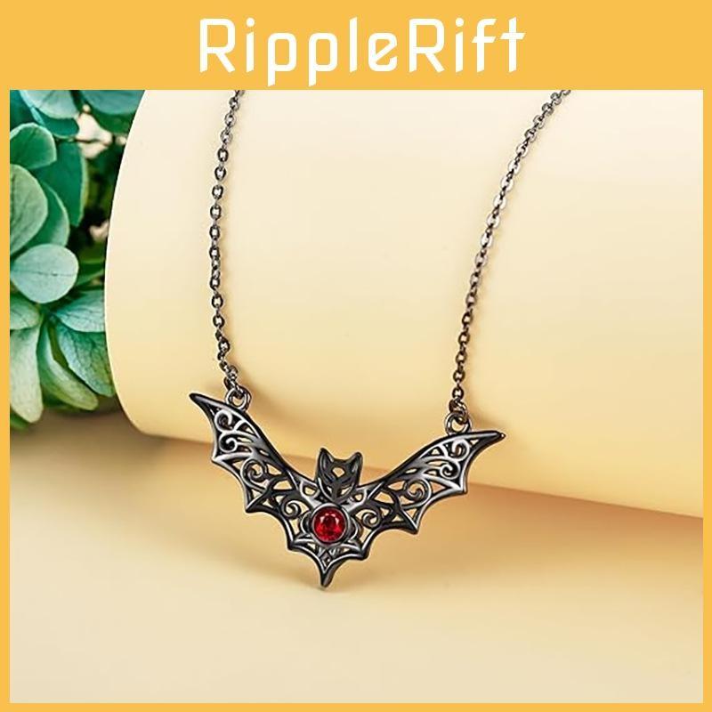 Inspired Vampire Hollow Bat Necklace With Faux Ruby Alloy Chain Halloween For