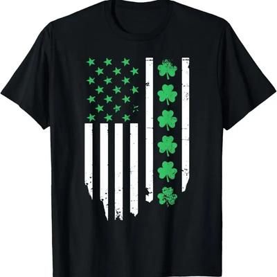 Us American Shamrock Flag For St Patricks Day Vintage Or T Shirt