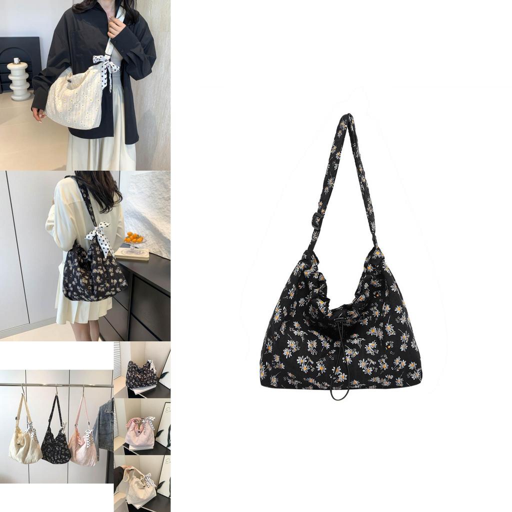 Stylish 2024 Korean Floral Canvas Tote Bag For Women With Spacious Design And Trendy Appeal