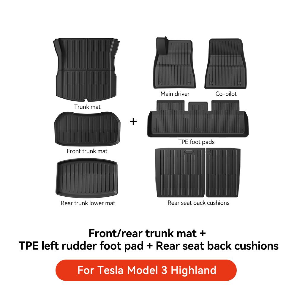 AMM1 YZ For Tesla 2024-2026 Highland Model 3 Whole TPE Floor Mats Waterproof Anti-Slip Mat Foot Pads Rear Trunk Mat Car Accessorie