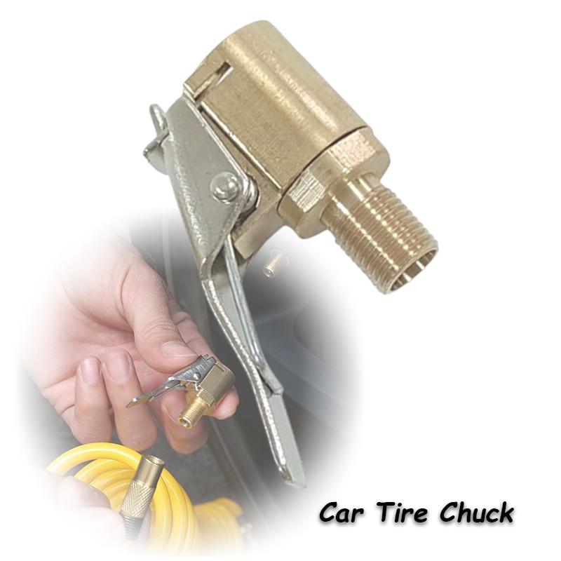 2pcs Car Tire Air Inflation Quick Connector Air Pump Inflator Adapter Clamp-type Threaded Nozzle Automotive Tire Chuck Accessory