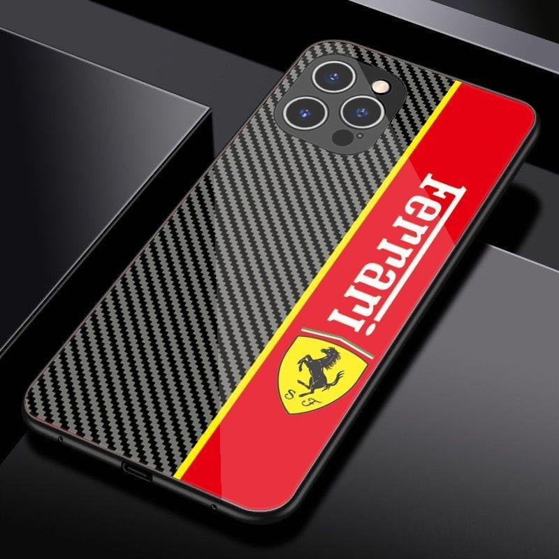 

Для Ferrari 458 488 599 612 FF F12 Racing Закаленное Стекло Чехол для Телефона Для iPhone 11 12 13 14 15 16 17Pro X XR XS Max Mini 7 8 Plus For iPhone 15