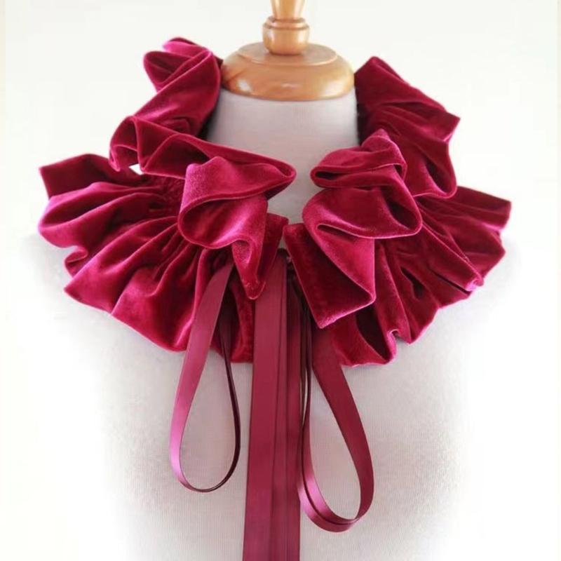 Vintage Victorian Ruffled Shrug Shawl Boleros Ribbon False Collar Renaissance Costume Cosplay Accessories for Unisex