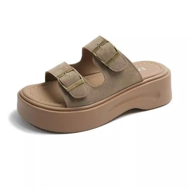 New platform shoes one-word slippers women's outer wear summer skirt casual beach cool slippers