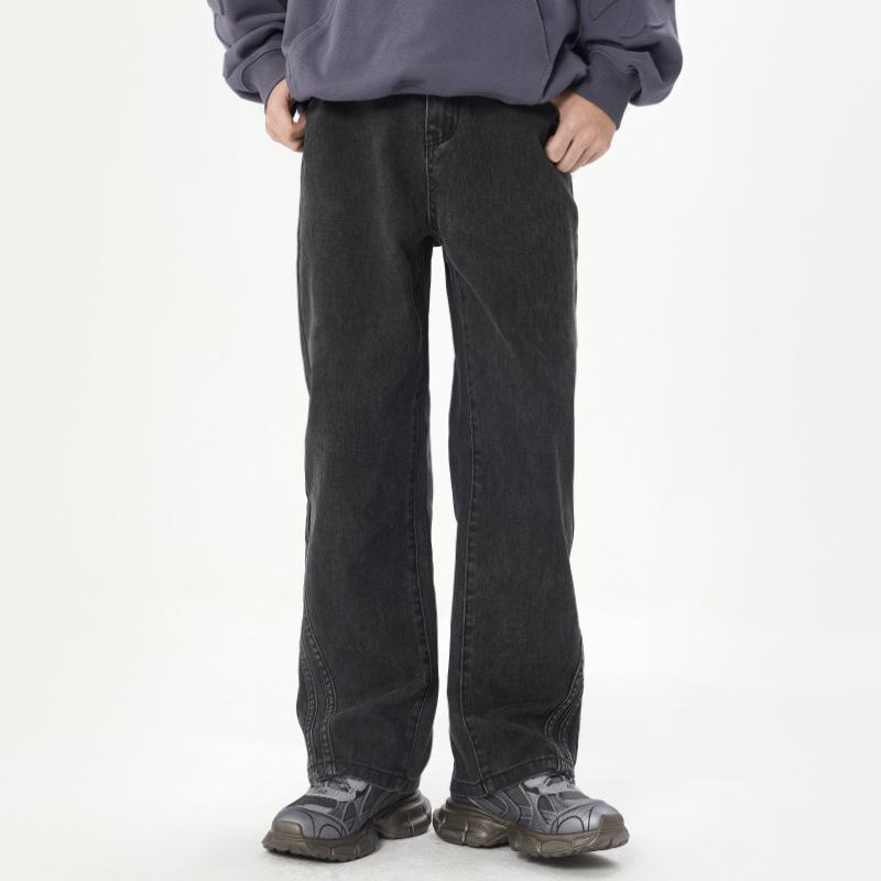 

Американский Ретро Розовый Вареный Деним Мужские Трехполосные Атмосферные Широкие Повседневные Брюки XXXL