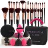 47-Piece Face Makeup Brush Set with Nylon Bristles Plastic Handle Travel-Friendly Bag & Puff-Cross Border