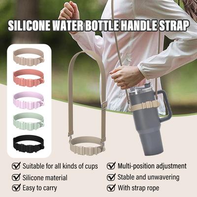 Water Bottle Handle Strap, Adjustable Water Bottle Handle Portable Silicone Water Bottle Sling Lightweight  Strap Water Bottle Holder Tumbler