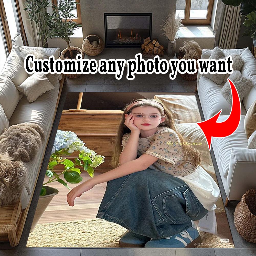 Customize Image Customize Your Photo Floor Rug Office Rug Suitable for Entryway Decorate Room Playrooms Living Rooms Anti-slip Rug Office Home Decor