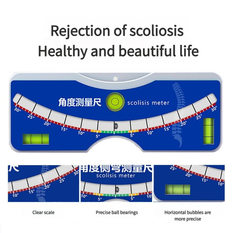 Scoliometer met Waterpasbel, Scoliosis Testmeter 0-30° voor Beoordeling van de Wervelkolomuitlijning en Ondersteuning van de Wervelkolomgezondheid