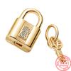 New 925 Sterling Silver Gold Padlock & Key Dangle Charm Fit  Original  Silver Bracelet Beads for Women Fine Jewelry Gift