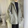Herren Windjacke Mantel Mit Kapuze Langarm Reißverschlussleiste Trenchcoat Mit Taschen Einfarbig Lockere Passform Mittellange Oberbekleidung
