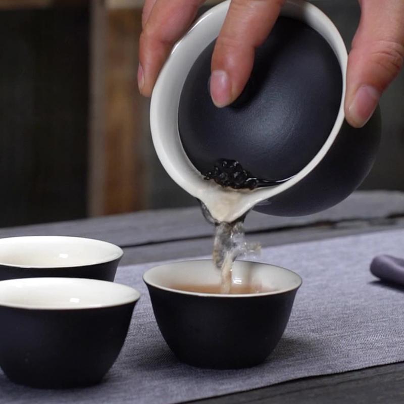 Chinese Style Travel Tea Set, Celadon Cover Bowl Small Set, One Pot, Three Cups, Fast Customer Cup, Portable Kung Fu Tea Maker