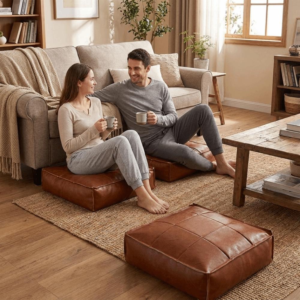 PU-Leder Sofa Hockerbezug Wasserdichter Sitzkissenbezug Bodenkissen Aufbewahrungstasche Sofa