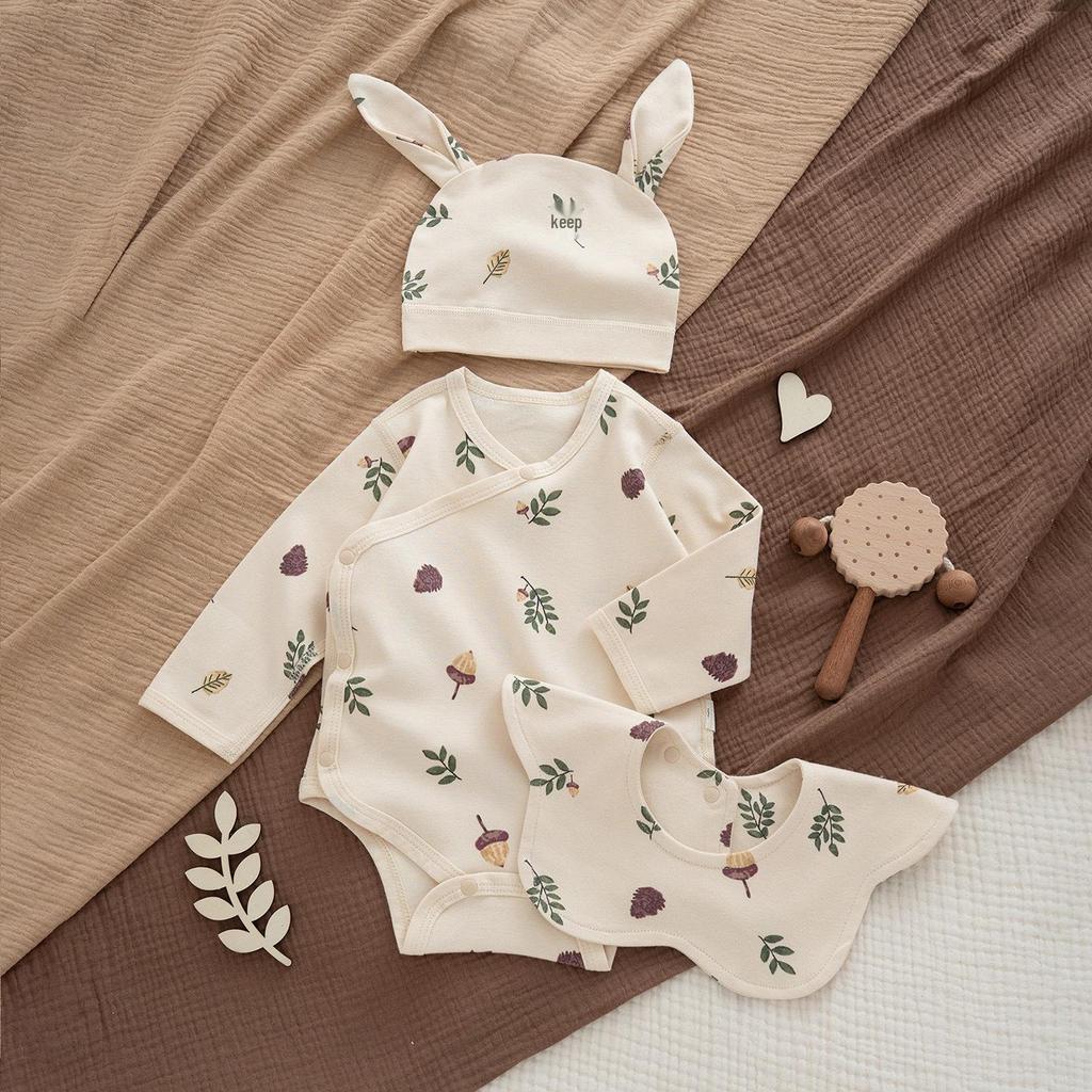 Jesienne bawełniane pajacyki dla niemowląt w stylu skandynawskim z motywem żołędzi: Dziecięca bezszwowa zimowa warstwa bazowa