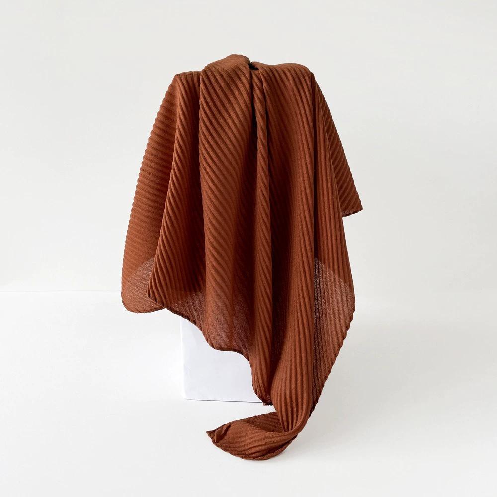 90*90cm Pleated Cotton Linen Square Scarf For Women Muslim Hijab Scarves Shawls Solid Headscarf Wraps Islamic Turban Headband
