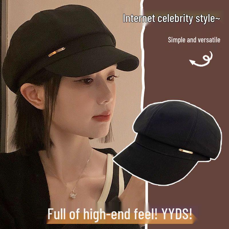 

Женский осенне-зимний берет: Стильная шляпа от солнца с корейскими и японскими мотивами, универсальный восьмиугольный дизайн для маленького обхвата головы Adjustable Head Circumference (54-58cm)