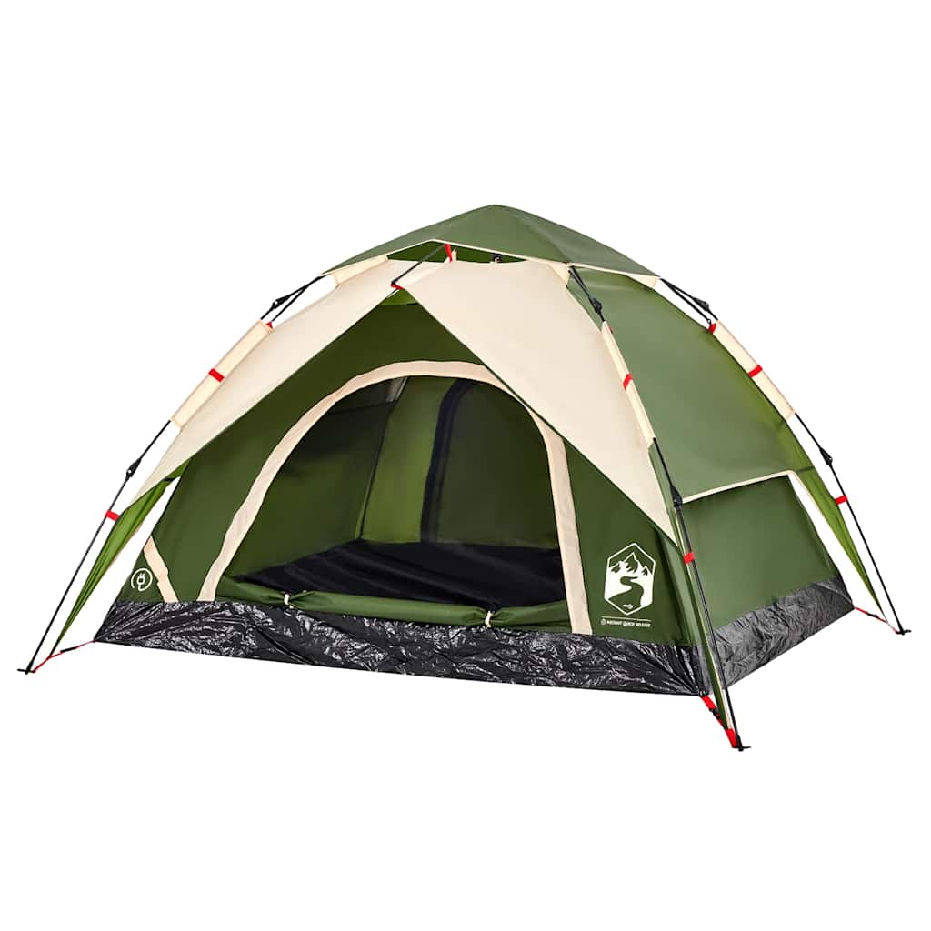 Dome Camping Tent for 3 Persons Green Quick Release