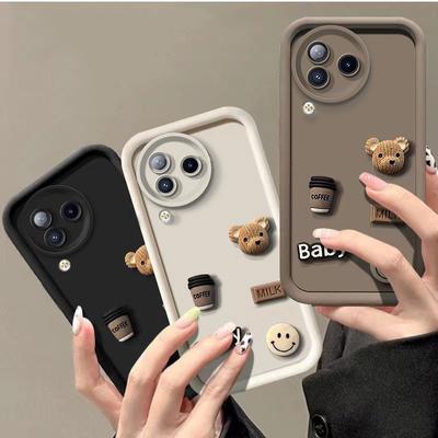 Auf Motorola G14 Niedliche 3D-Bär-Cartoon-Silikonhülle für Motorola Moto G24 G10 G20 G30 G54 G9 Play Stoßfeste Hülle auf Moto G53