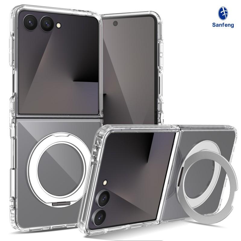 

Suitable Z Flip7 Transparent Phone Case Folding Fold7 Drop Resistance Two-in-one Protective Cover With Rotating Bracket SAM Z FLIP 6