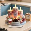 New Year Party Supplies Christmas Candle Ornament, 2D Flat Acrylic Ornament with Base, Tabletop Ornaments Snowman Reindeer Festive Table Centerpiece