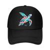 Abstract Ocean Turtle Layered Silhou Mesh Baseball Cap Polyester Forward Observations Hat Adjustable Golf Hat Summer