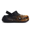 Crocs Classic Clog EVA Fluid Splash Ink Niche Aged Stepping On Feeling Gift Box Model Hole Shoes for Men and Women Black Orange