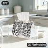 1pc Tissue Box, Monochrome Tiger Floral Elegant Pattern, 2D Flat Printing, Keeps Dust Out, Take Anywhere, Napkin Box, for Daily Use, 2D Flat